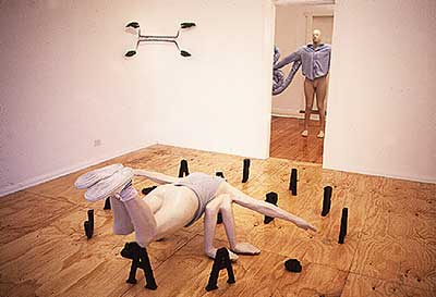 The Wrestler-frgrnd, Weed-middlegrnd, Stretch it Armstrong-bckgrnd -Particle Gallery, Sydney, 1994